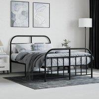 Berkfield Home Metal Bed Frame with Headboard & Footboard Black 120x200 cm | Size: Small Double
