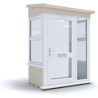 Dunster House Composite AddPorch W1.5m x D1.0m, UPVC Windows & Door, Right Config in White