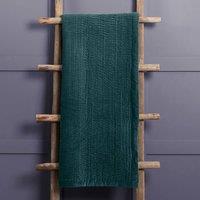 Voyage Maison Haze 100% Cotton Velvet Quilted Throw in Pale Blue | Size: 140 cm x 200 cm