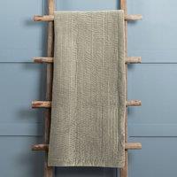 Voyage Maison Haze 100% Cotton Velvet Quilted Throw in Beige | Size: 140 cm x 200 cm