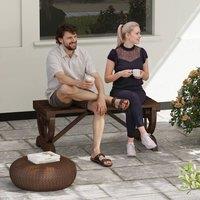OUTSUNNY Wooden Wheel Bench Rustic Outdoor Patio Garden Seat 2-Person in Brown