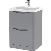 Balterley Floor Standing 2 Drawer Bathroom Vanity Unit & Basin, Grey, 550mm in Grey