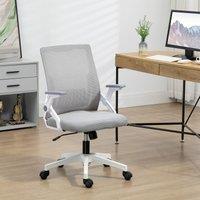 VINSETTO Mesh Office Chair with Lumbar Support, Flip-up Arm, Wheels, Grey