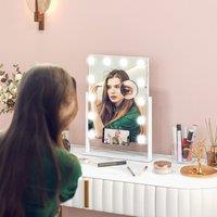 HOMCOM Hollywood Vanity Mirror with Dimmable 3 Colour LED Magnifier USB Port in White