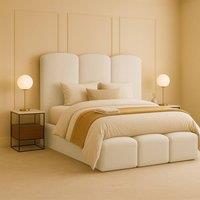 Desire Deco Rivas Modern Upholstered Bed Frame - Double, King, Super King in Cream | Size: Single