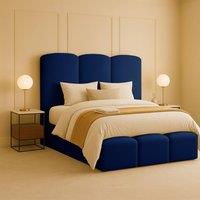 Desire Deco Rivas Modern Upholstered Bed Frame - Double, King, Super King in Blue | Size: Small Double