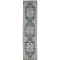 Kukoon Green Distressed Hallway Runner Rug Non Slip & Washable | Size: 60 cm x 240 cm