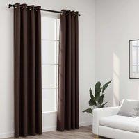 Berkfield Home Linen-Look Blackout Curtains with Grommets 2pcs Taupe 140x225cm | Size: 140x225 cm