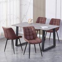 MCC Direct Set of 2 Suede Effect Dining Chairs Accent Chair - Alba in Brown