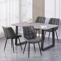MCC Direct Set of 2 Suede Effect Dining Chairs Accent Chair - Alba in Dark Grey