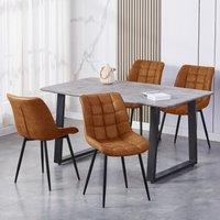 MCC Direct Set of 2 Suede Effect Dining Chairs Accent Chair - Alba in Tan