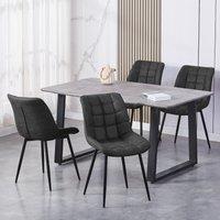 MCC Direct Set of 2 Suede Effect Dining Chairs Accent Chair - Alba in Charcoal