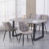 MCC Direct Set of 2 Suede Effect Dining Chairs Accent Chair - Alba in Light Grey