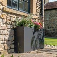 Woven Wood 80cm Long Zinc Matte Grey 60cm Tall Trough Planter