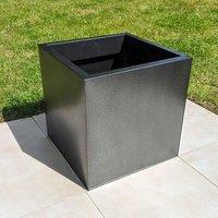 Woven Wood 60cm Zinc Silver & Black Textured Square Planter