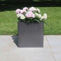 Woven Wood 50cm Zinc Silver & Black Textured Square Planter