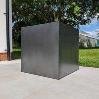 Woven Wood 40cm Zinc Silver & Black Textured Square Planter