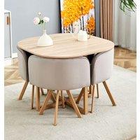 KOSY KOALA Space Saving Dining Table with 4 Velvet Chairs Set, Dining Room Furniture in Brown