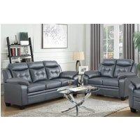 SquareBoxx Elysian 3+2 Modern Leather Sofa Set in Grey