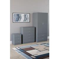 Home Discount Vida Designs Riano 3Pc Bedroom Set - 3 Drawer Bedside & 5 Drawer Chest in Grey