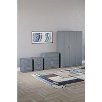 Home Discount Vida Designs 4Pc Bedroom Set 2x3Drawer Bedside, 4Drawer, 3 Dr Wardrobe in Grey