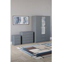 Home Discount Vida Designs 3Pc Bedroom Set 3Bedside, 4 Drawer Chest, Mirror Wardrobe in Grey