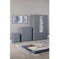 Home Discount Vida Designs 3Pc Bedroom Set 3Bedside, 5 Drawer Chest, Mirror Wardrobe in Grey