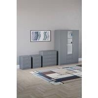 Home Discount Vida Designs 4Pc Bedroom Set 2x3Bedside, 4 Drawer, 3Dr Mirror Wardrobe in Grey
