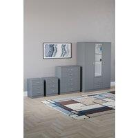 Home Discount Vida Designs 4Pc Bedroom Set 2x3Bedside, 5 Drawer, 3Dr Mirror Wardrobe in Grey