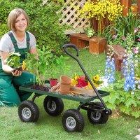 OUTSUNNY Trolley Cart with Pneumatic Wheels & Rotating Handle, Green