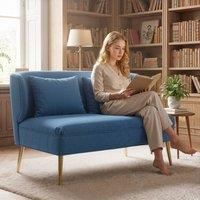 HOMCOM 2 Seater Sofa, Small Sofa with Wing Back, Thick Seat in Dark Blue