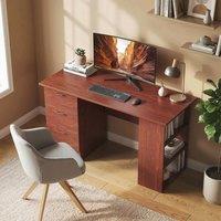 HOMCOM 120cm PC Table Workstation Computer Desk w/ Drawers, 3 Shelves Walnut in Dark Brown | Size: 120