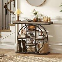 HOMCOM Industrial Console Table, Hallway Table with Storage Shelves in Brown | Size: 100 cm