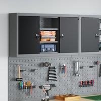 Berkfield Home Tool Cabinet Wall-Mounted with Pegboard Black 100x20x55 cm Steel | Size: 100 x 20 x 55 cm