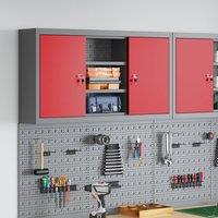 Berkfield Home Tool Cabinet Wall-Mounted with Pegboard Red 100x20x55 cm Steel | Size: 100 x 20 x 55 cm