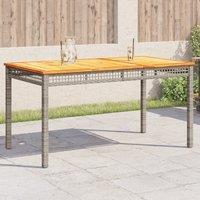 Berkfield Home Garden Table Grey 140x80x75 cm Poly Rattan Acacia Wood | Size: 140 x 80 x 75 cm