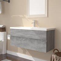 Berkfield Home Sink Cabinet with Built-in Basin Grey Sonoma Engineered Wood