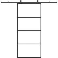 Berkfield Home Sliding Door with Hardware Set 90x205 cm ESG Glass&Aluminium in Black