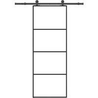 Berkfield Home Sliding Door with Hardware Set 76x205 cm ESG Glass&Aluminium in Black