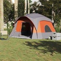 Berkfield Home Family Tent Cabin 6-Person Grey & Orange Waterproof