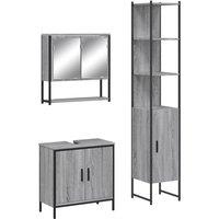 Berkfield Home 3 Piece Bathroom Furniture Set Grey Sonoma Engineered Wood