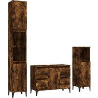 Berkfield Home 3 Piece Bathroom Furniture Set Smoked Oak Engineered Wood in Brown