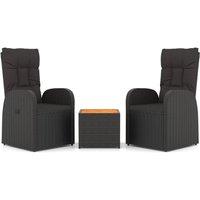 Berkfield Home 3 Piece Garden Lounge Set Black Poly Rattan&Solid Wood Acacia