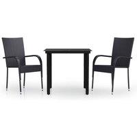 Berkfield Home 3 Piece Outdoor Dining Set Black