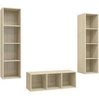 Berkfield Home 3 Piece TV Cabinet Set Sonoma Oak Engineered Wood in Light Brown