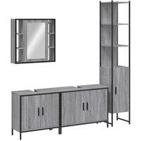 Berkfield Home 4 Piece Bathroom Cabinet Set Grey Sonoma Engineered Wood