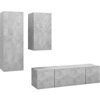 Berkfield Home 4 Piece TV Cabinet Set Concrete Grey Engineered Wood