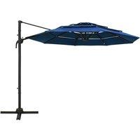 Berkfield Home 4-Tier Parasol with Aluminium Pole Azure Blue 3x3 m