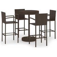 Berkfield Home 5 Piece Garden Bar Set Poly Rattan Brown