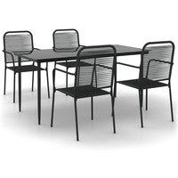 Berkfield Home 5 Piece Garden Dining Set Black Cotton Rope & Steel